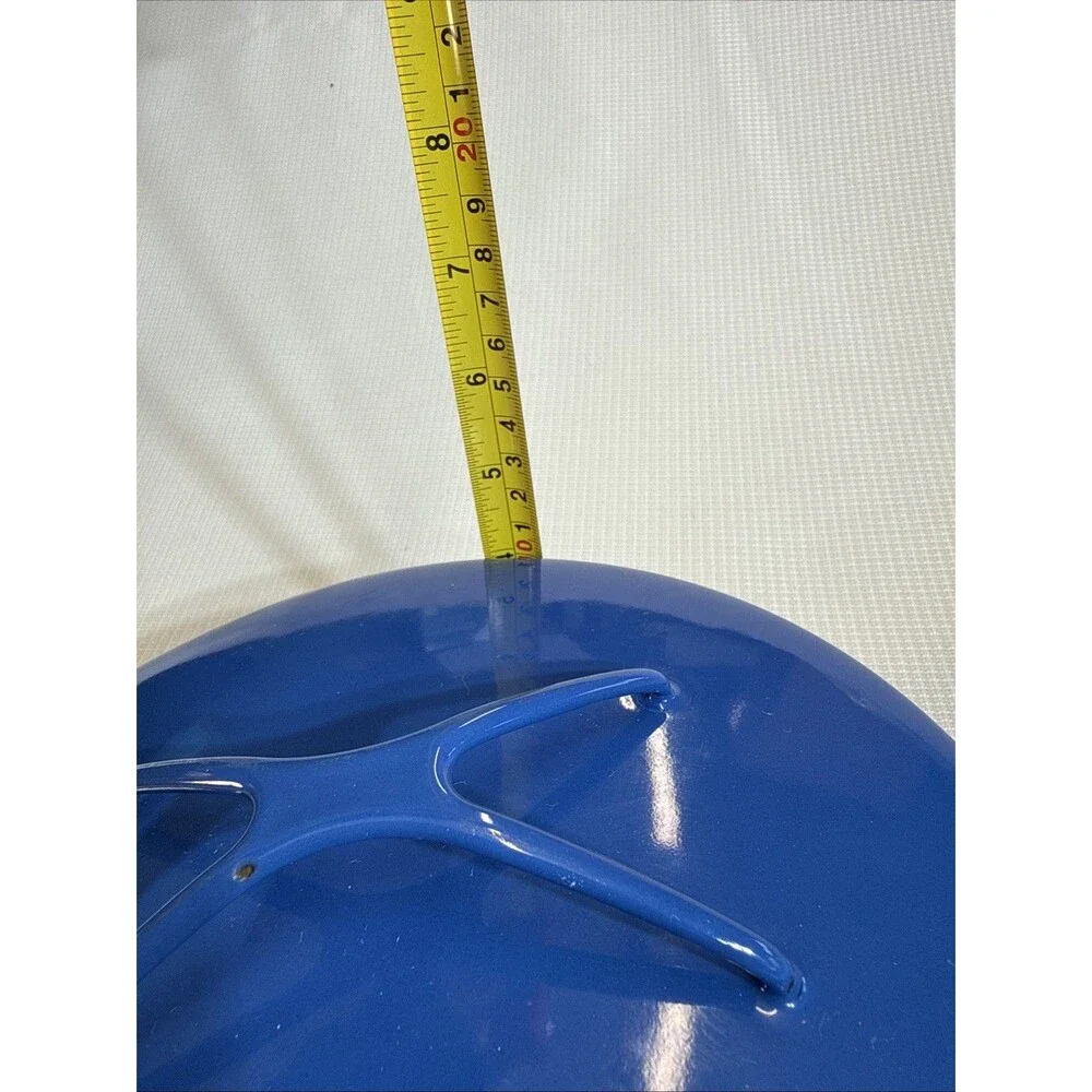 Vintage 2 Quart Blue Enamel Cookware Pot Casserole With Trivet Lid